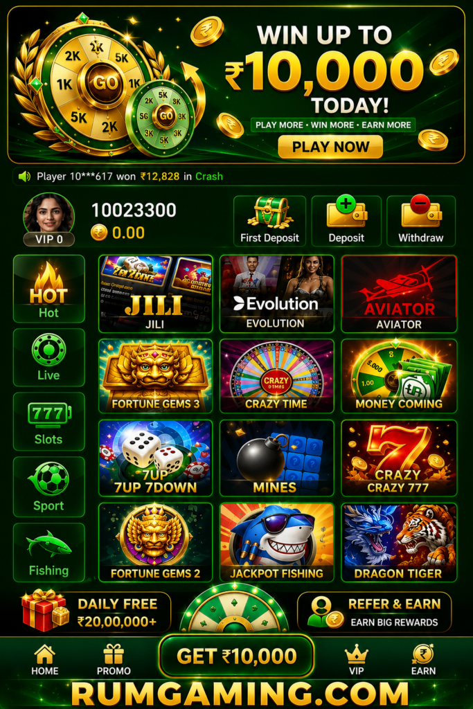 RumGaming.com casino app with ₹10,000 bonus.