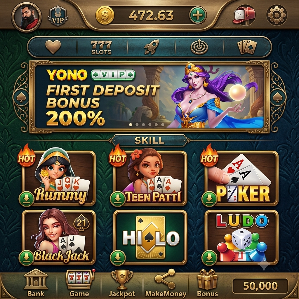Yono rummy game Login Screen